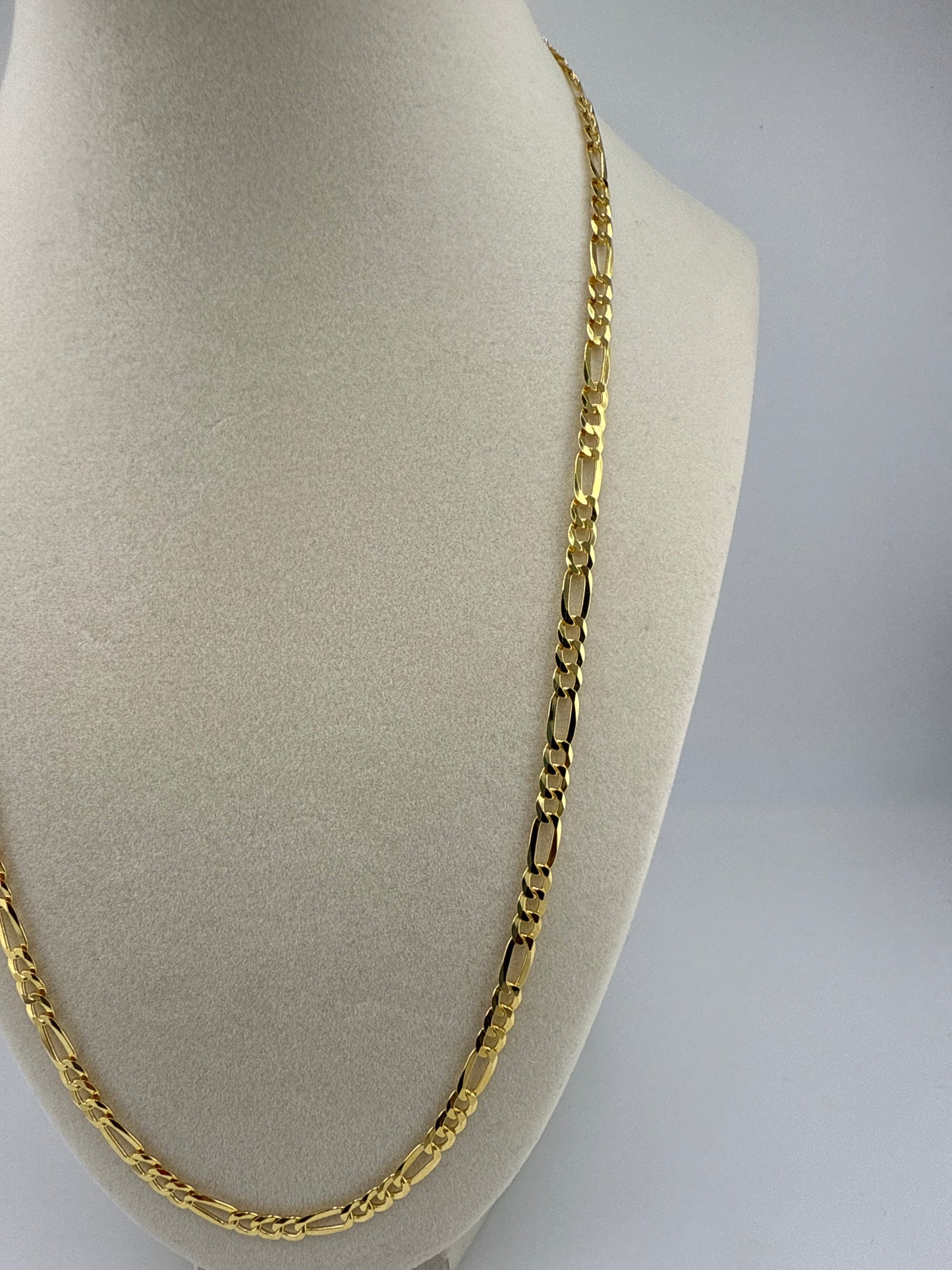 Sterling Silver 22inch 5mm Flat Figaro Chain - Gold Plated