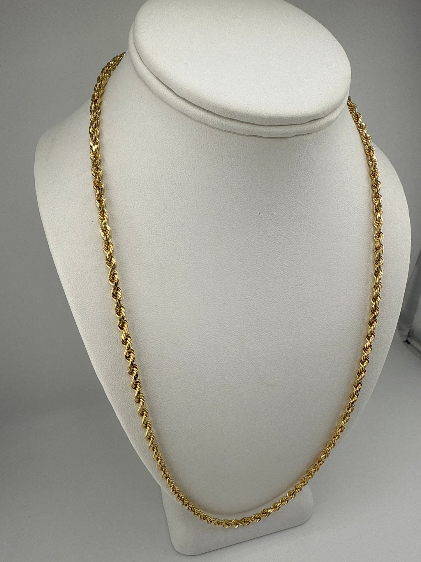 hollow rope chain | diamond cut | 14k gold | 4.25 mm width | 24 inches length