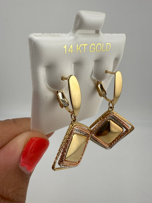 14k Tri-Color Huggie Earrings