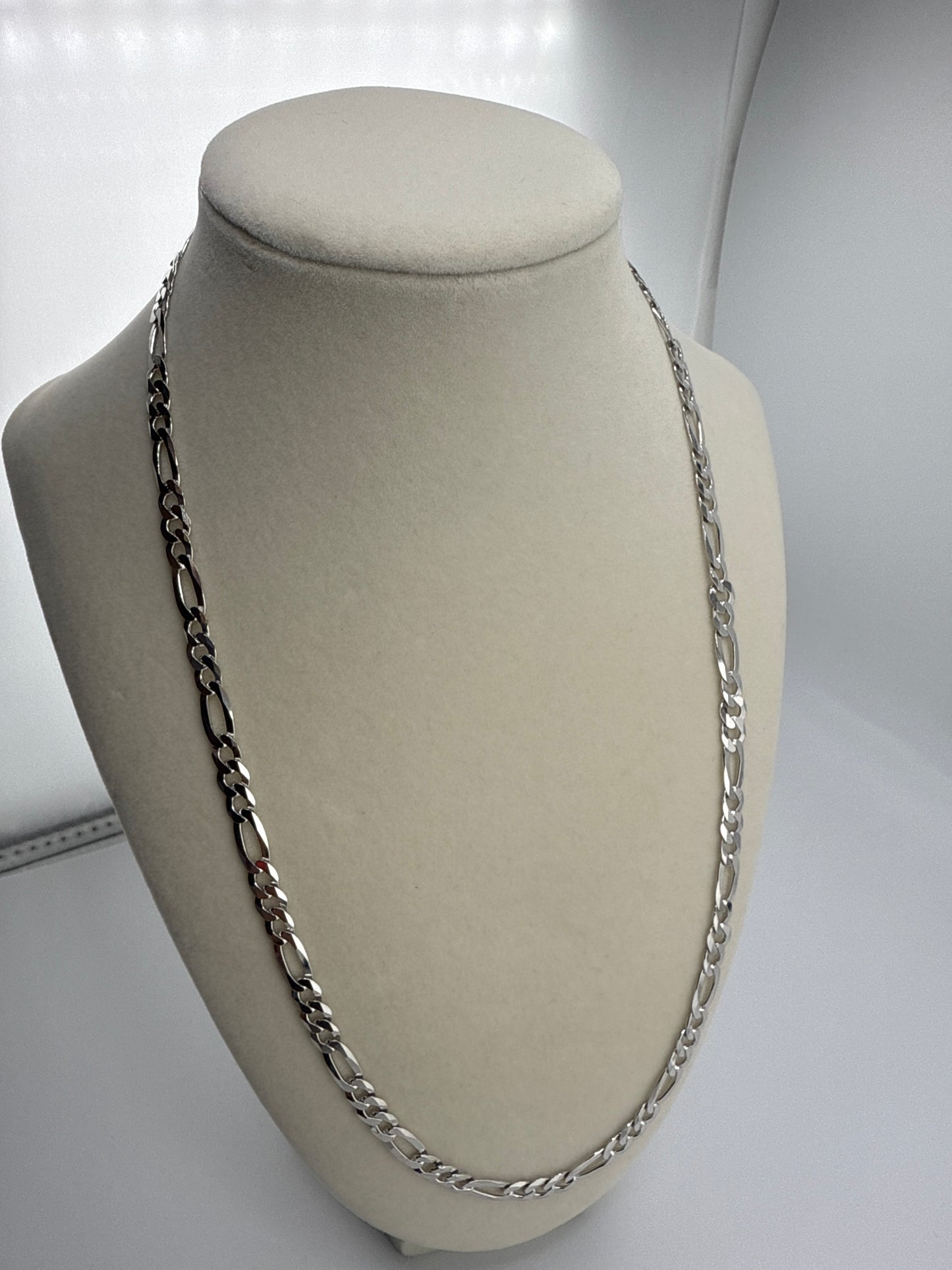 Sterling Silver 5.8mm 22inch Figaro Chain - Rhodium Plated
