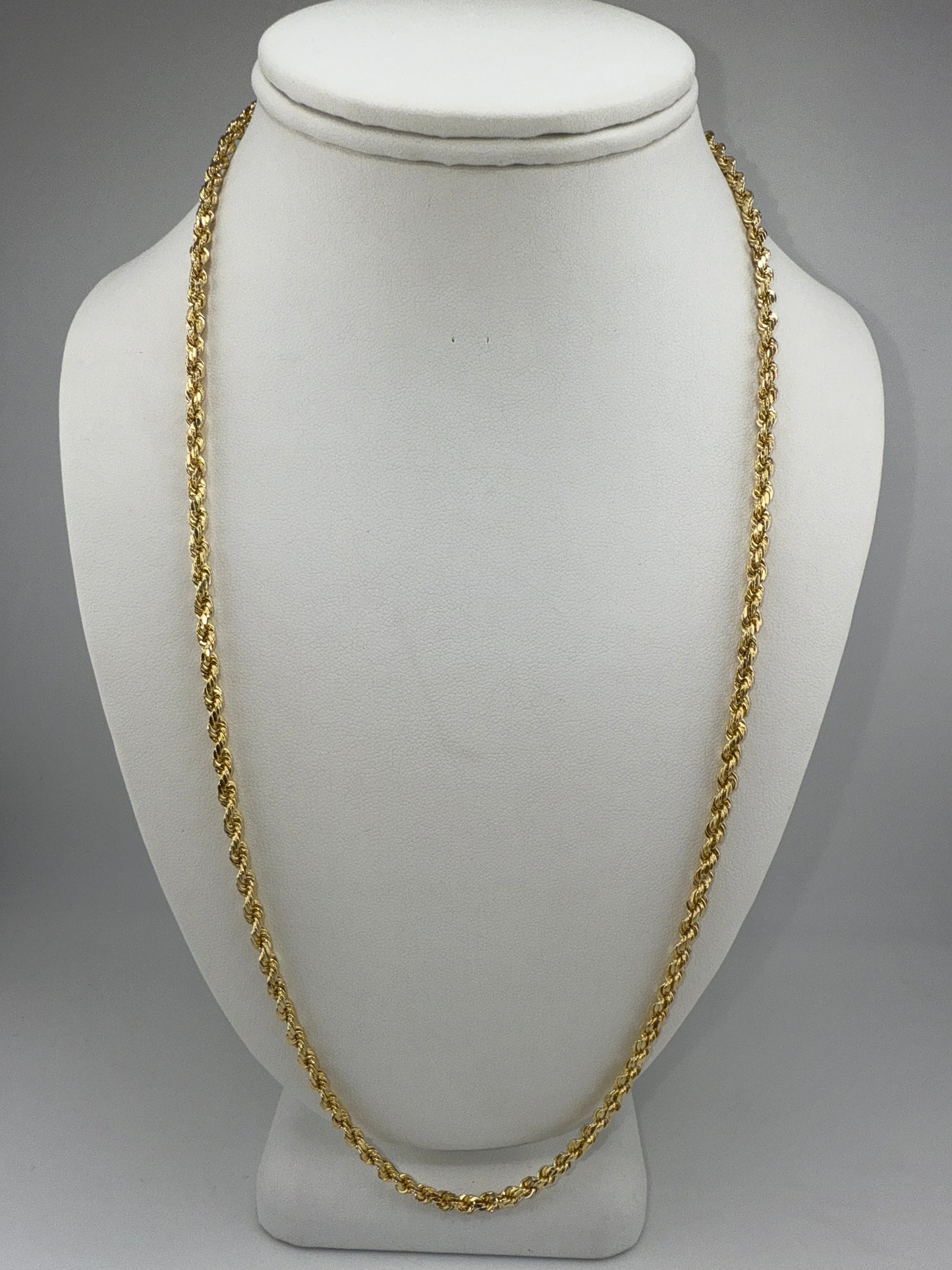 hollow rope chain | diamond cut | 14k gold | 3.25 mm width | 24 inches length