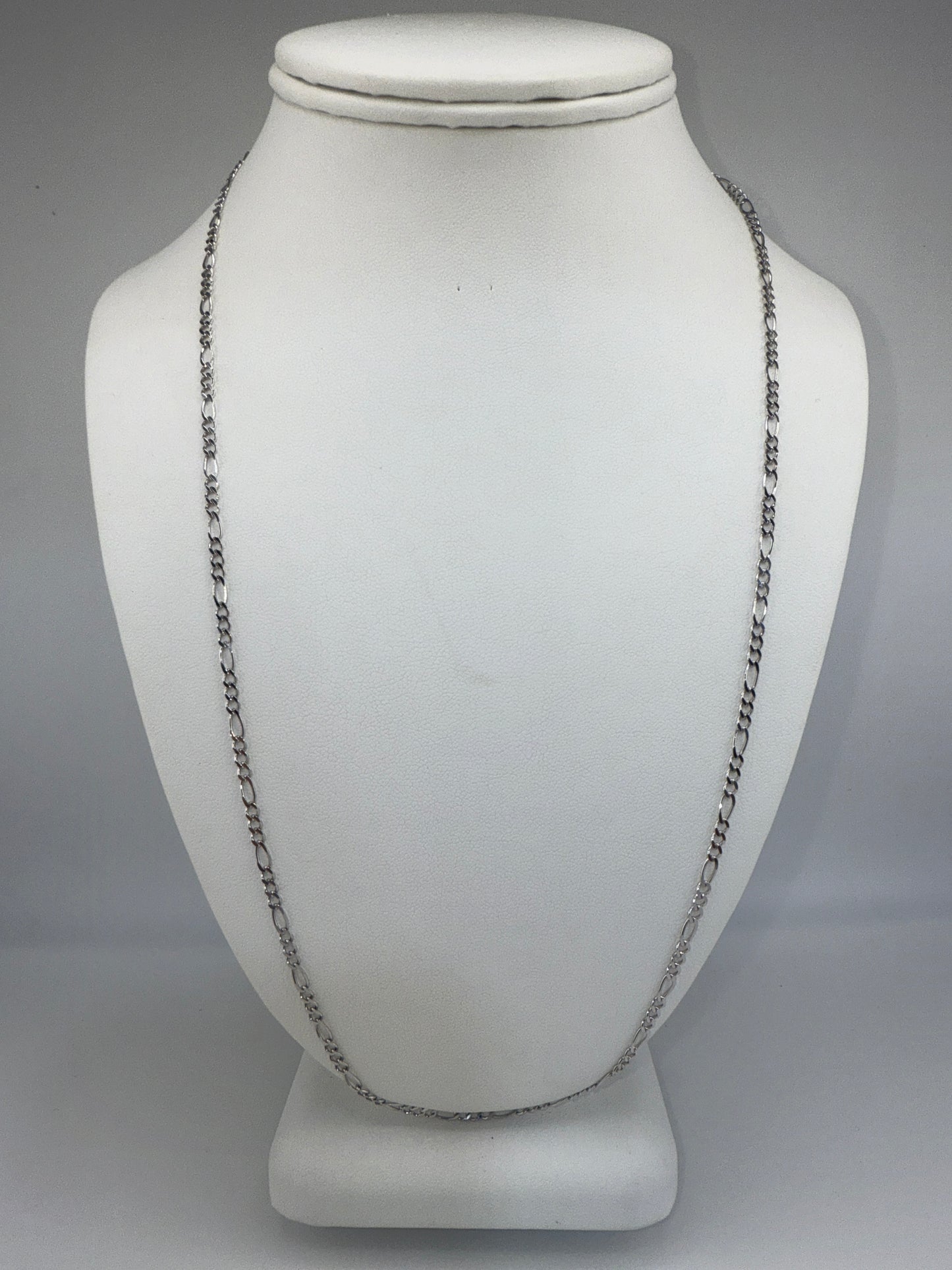14k white gold Figaro link chain | 24 inches