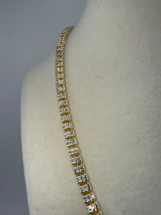 Sterling Silver 18inch 5mm D-C Ice Chain - Two-toned