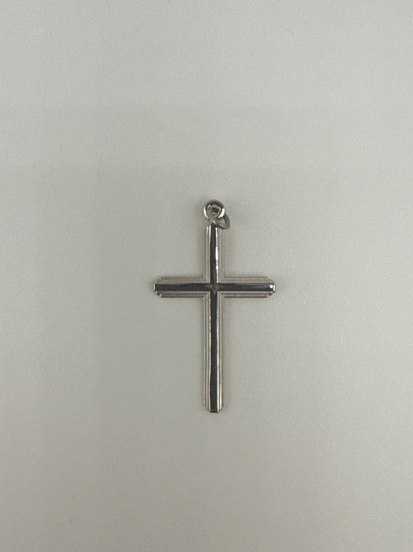 Sterling Silver Polished Grooved Cross Pendant
