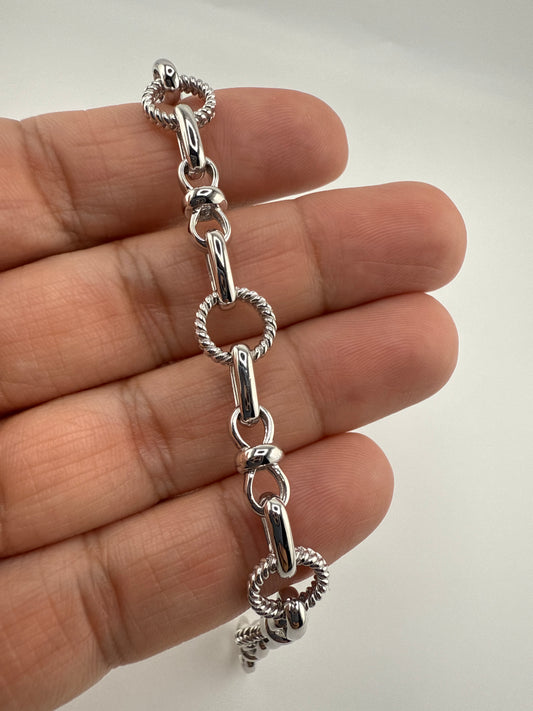 Sterling Silver Circle & Infinity Design Bracelet