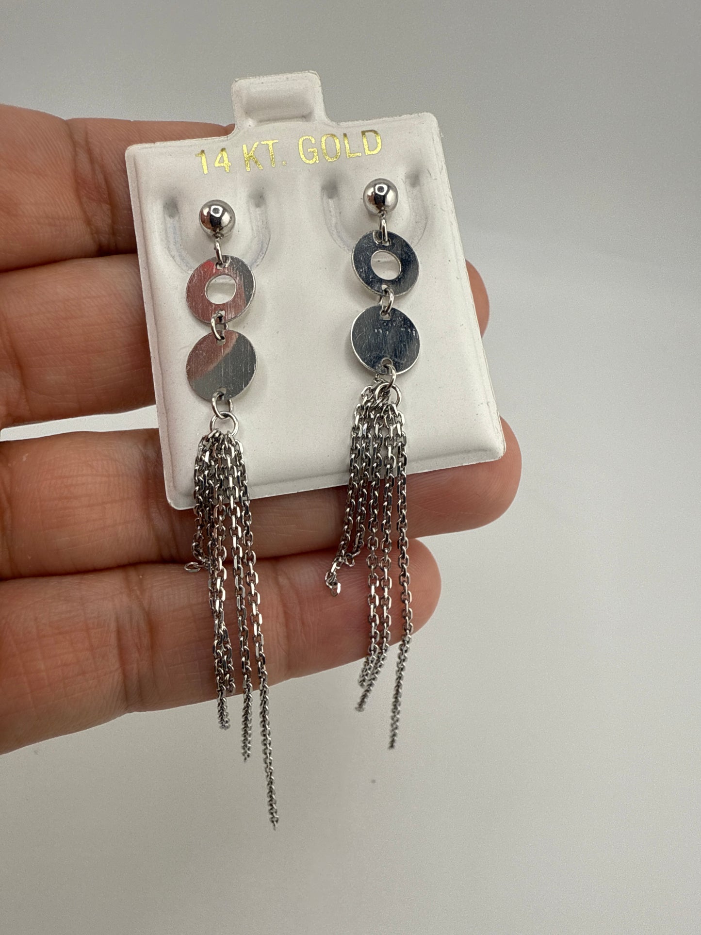 14k White Gold Dangle Post Earrings