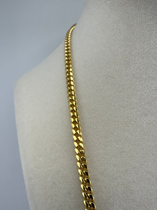 Sterling Silver 22inch 4mm Solid Miami Cuban Chain - Gold Plated