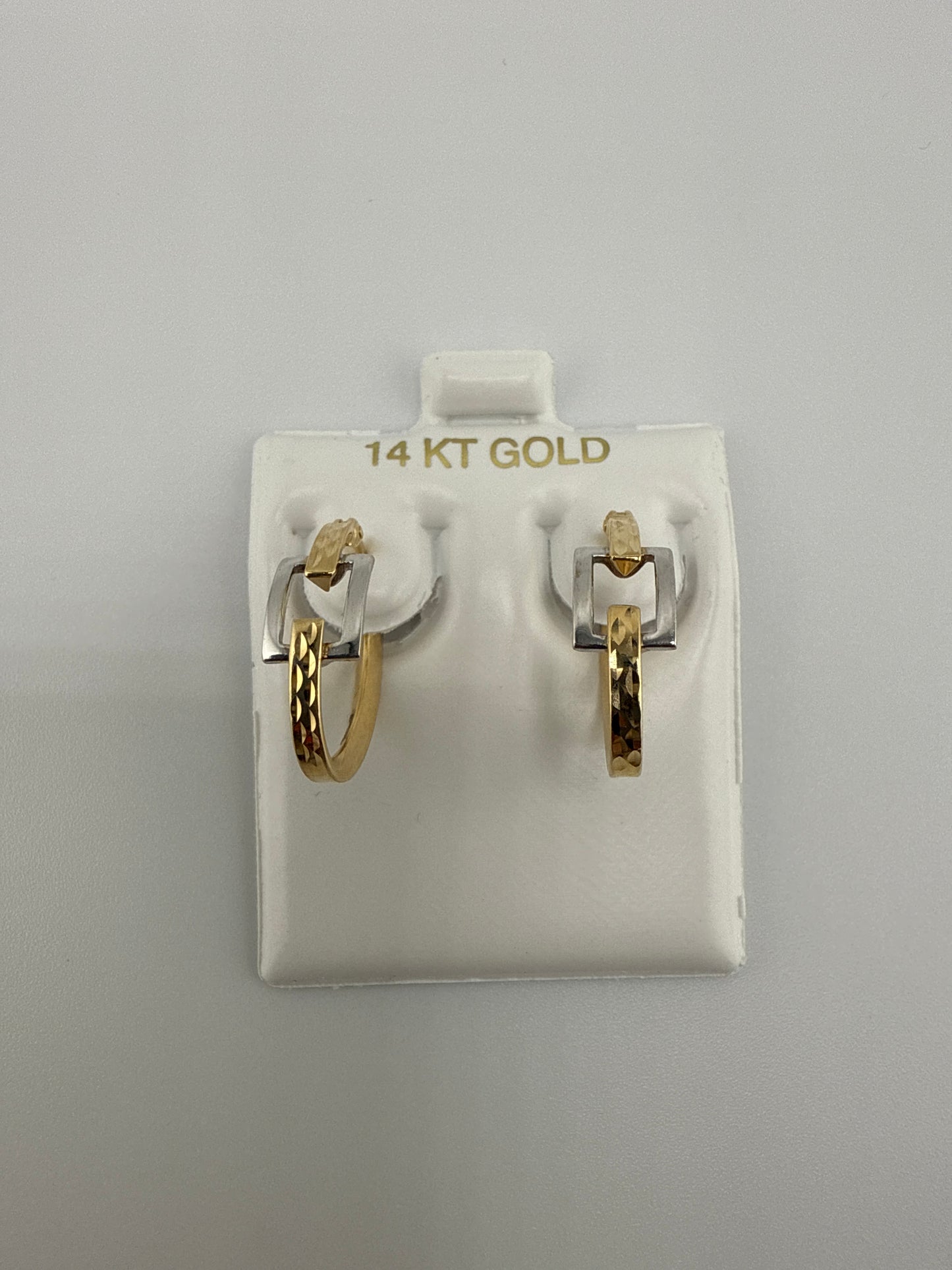 14k gold two-toned hammered huggie earrings