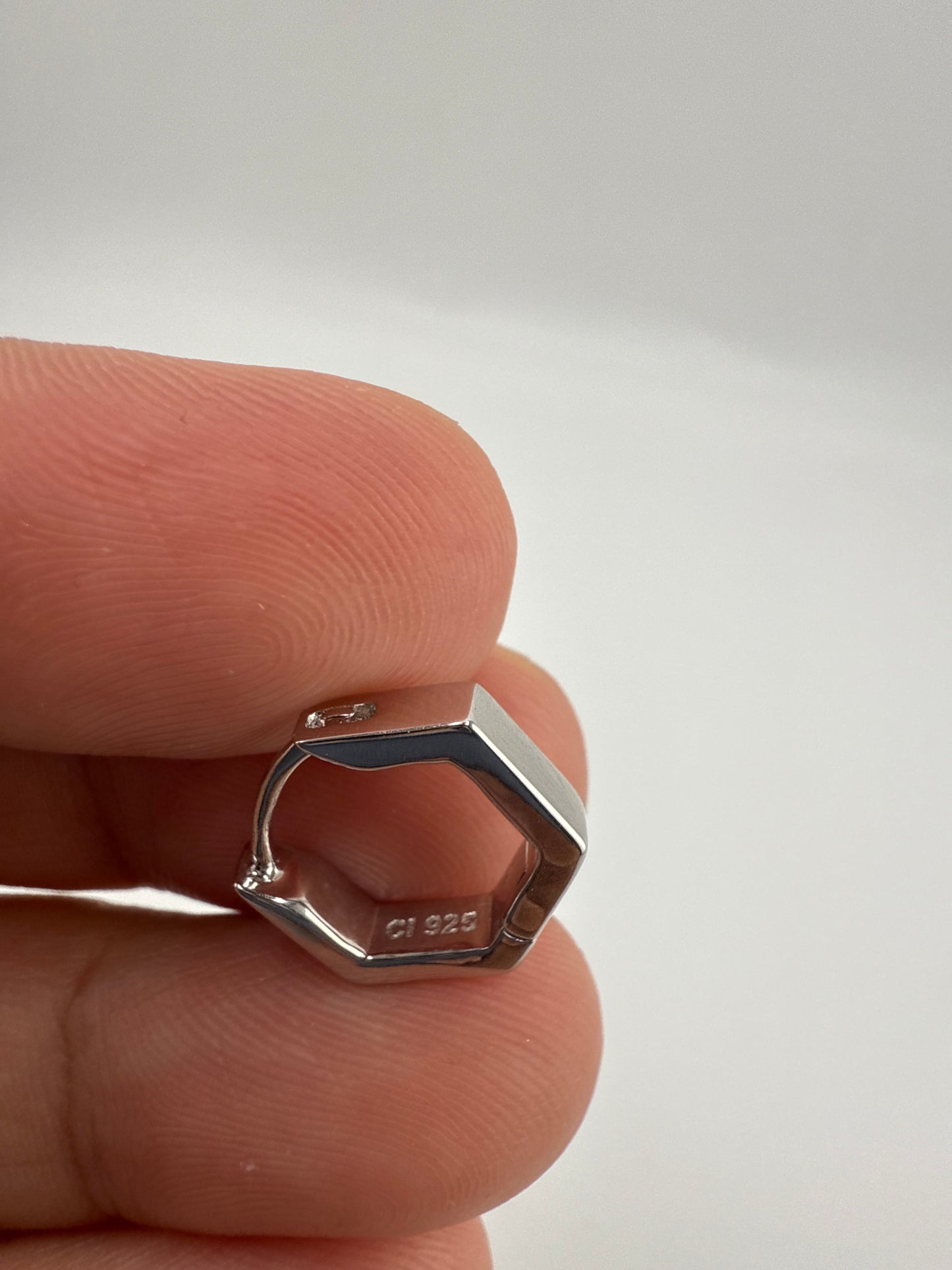 Sterling Silver, Geometric Huggie Hoop Earrings