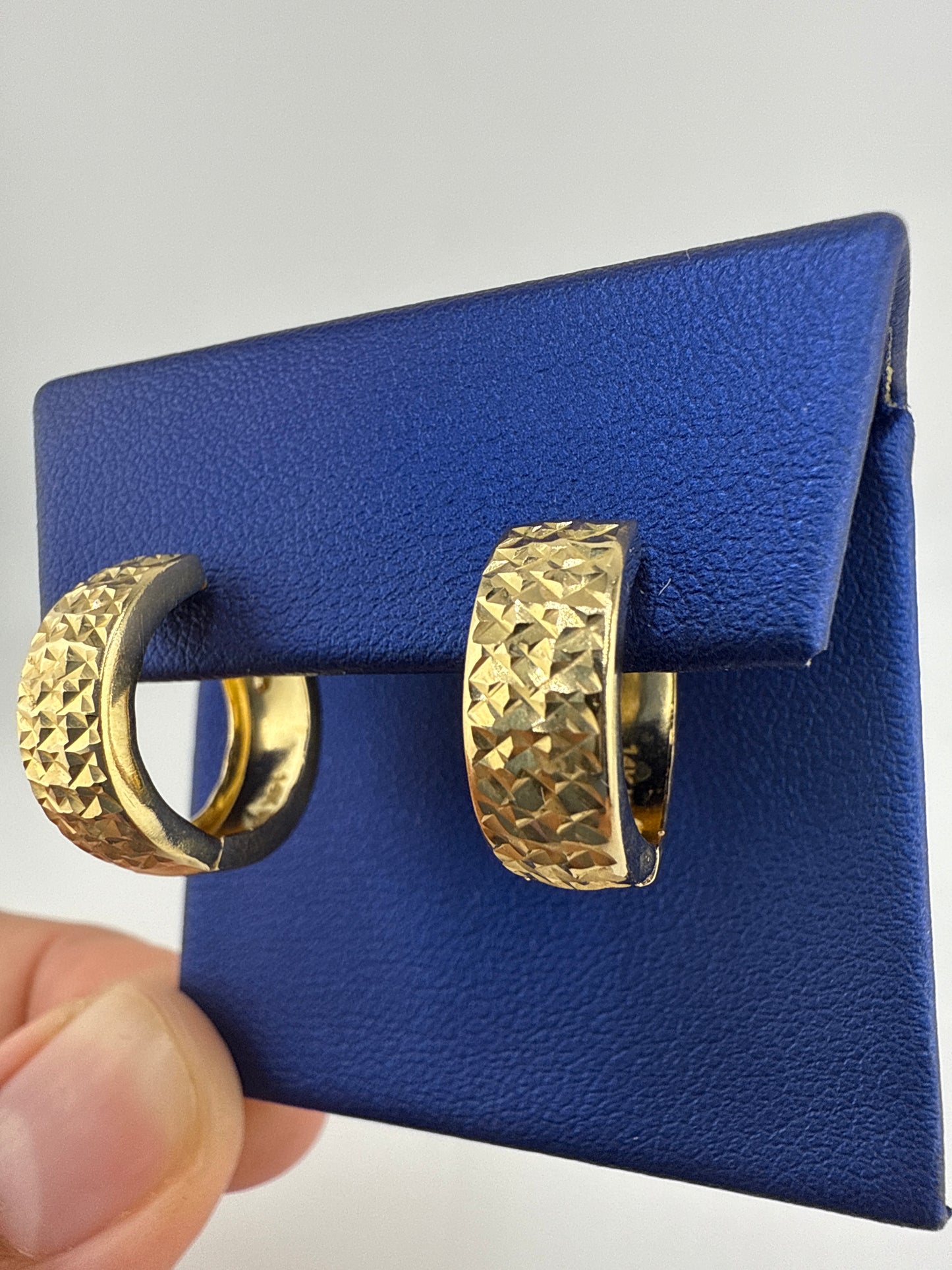14k yellow gold hammered huggie earrings