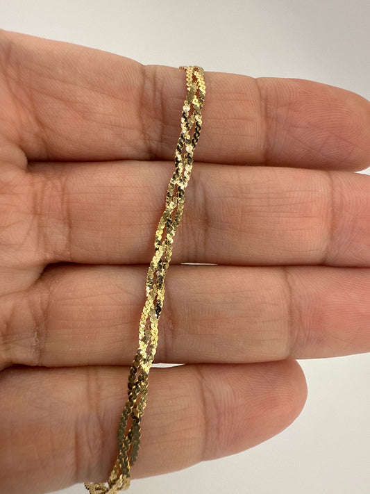 14k Gold Braid Bracelet | 7 inches