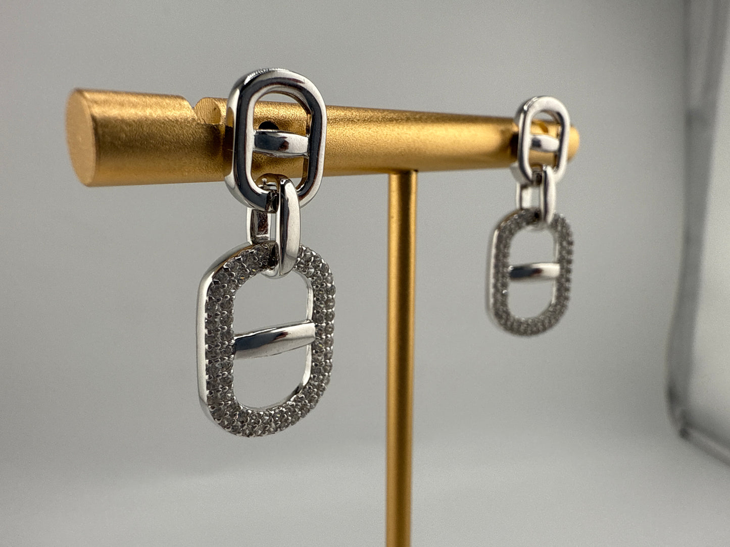 Sterling Silver Linked Zirconia Earrings