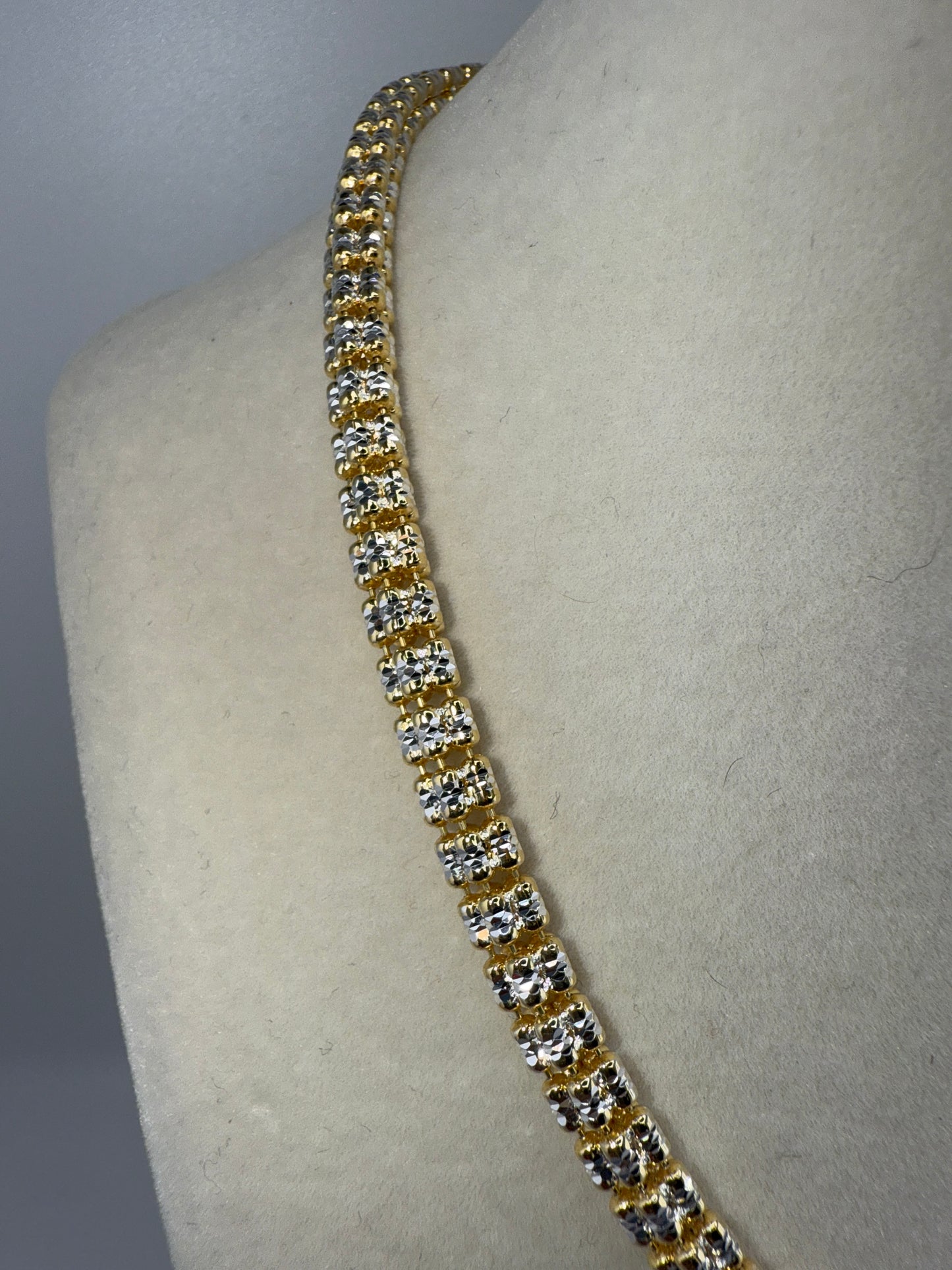 Sterling Silver 16inch 5mm D-C Ice Chain - Two-toned