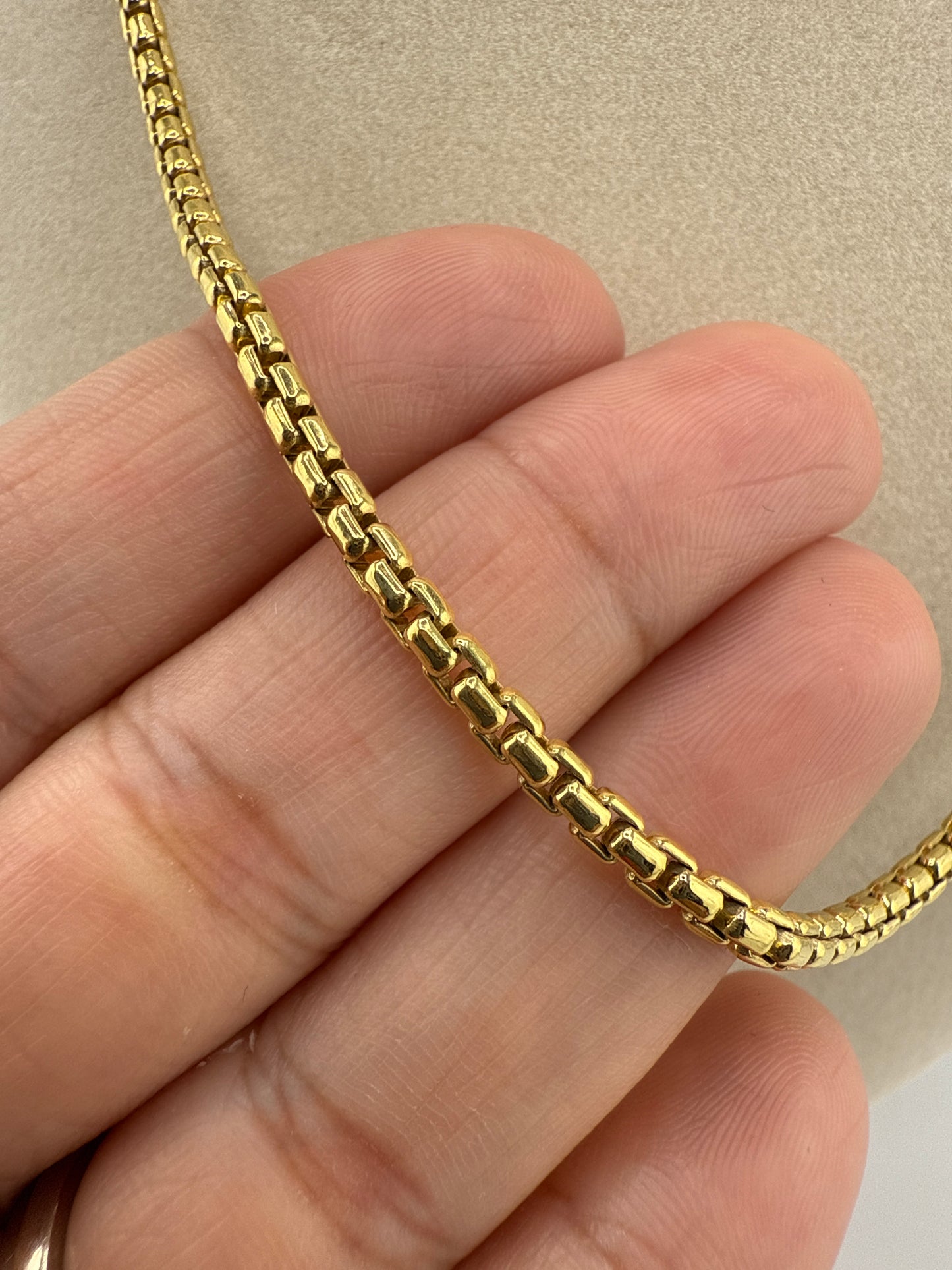 Sterling Silver 3mm Round Box Chain - Gold Plated
