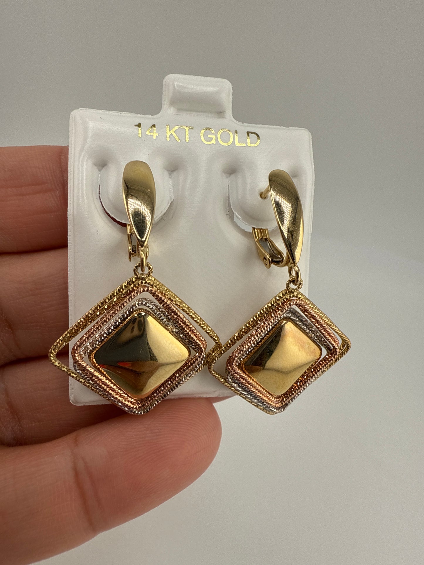 14k Tri-Color Huggie Earrings