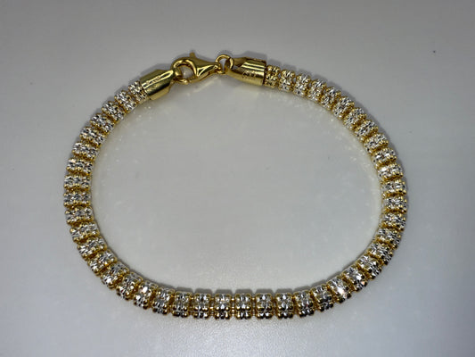 Sterling Silver 5mm D-C Ice Chain Bracelet - Two-toned, 8inch