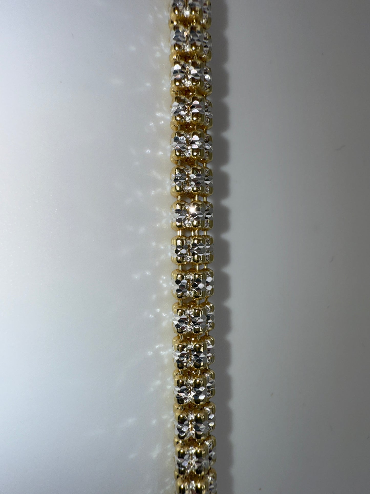Sterling Silver 5mm D-C Ice Chain Bracelet - Two-toned, 8inch