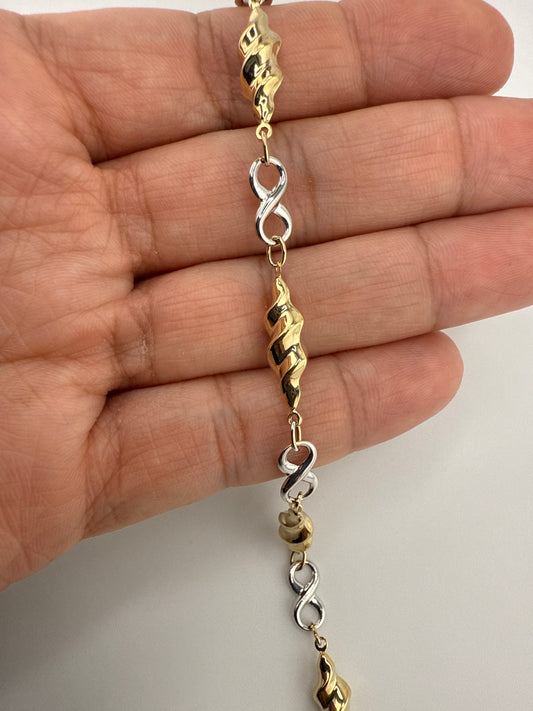 14k Infinity Two-toned Gold Bracelet | 7 inches