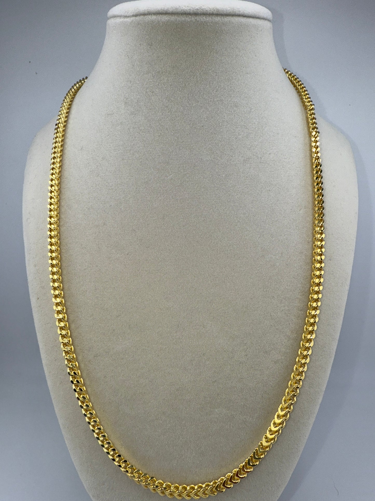 Sterling Silver 22inch 3mm Franco Chain - Gold Plated