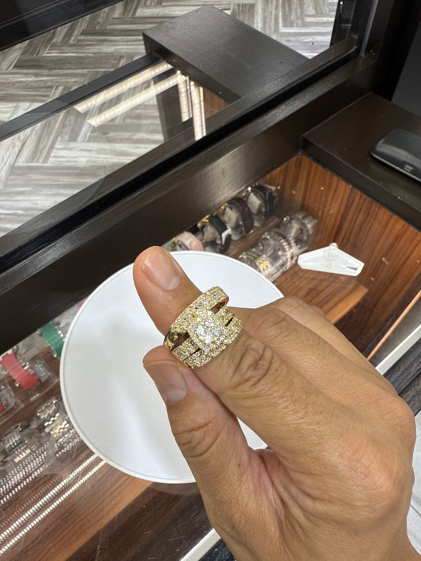 14k gold engagement ring and wedding bands 3-piece set