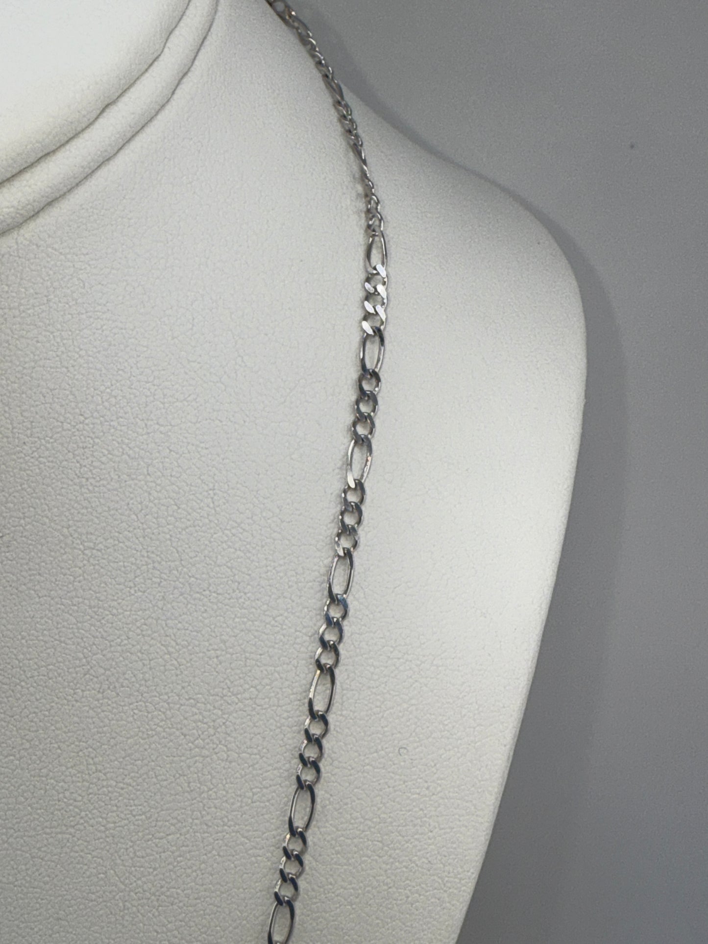 14k white gold Figaro link chain | 24 inches