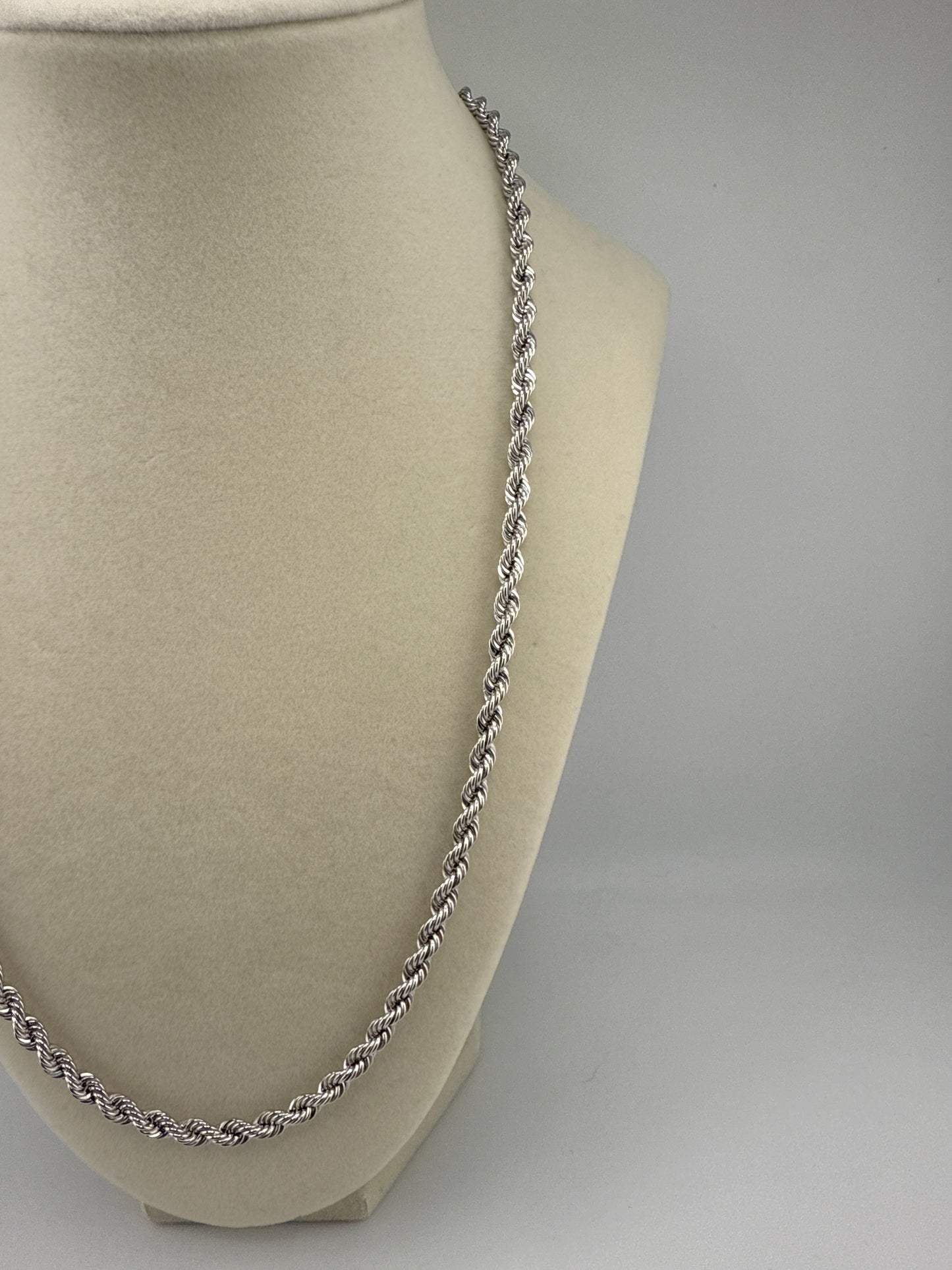 Sterling Silver 22inch 4.5mm Loose Rope Chain - Rhodium Plated