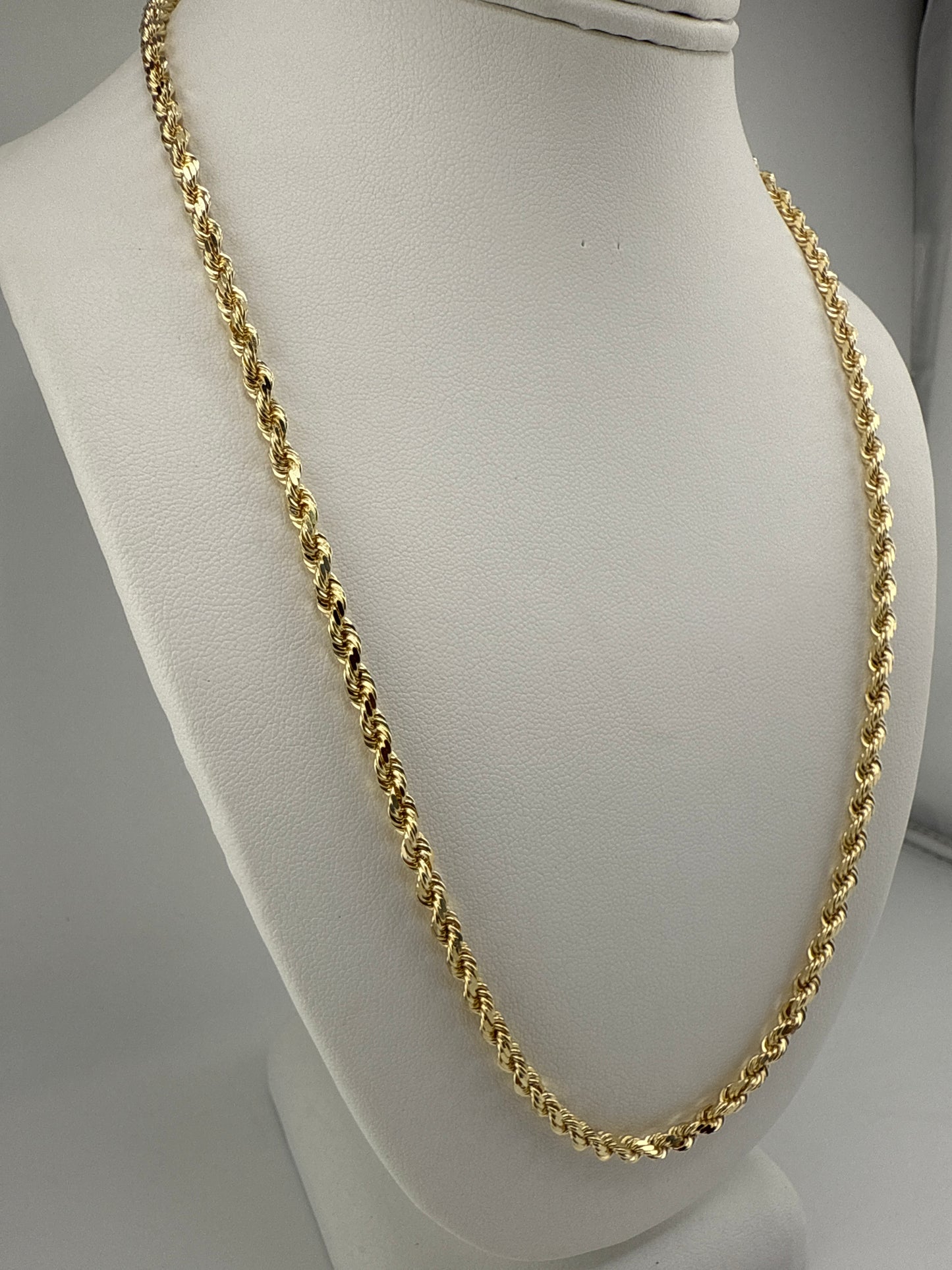 solid rope chain | diamond cut | 14k gold | 4.00 mm width | 22 inches length