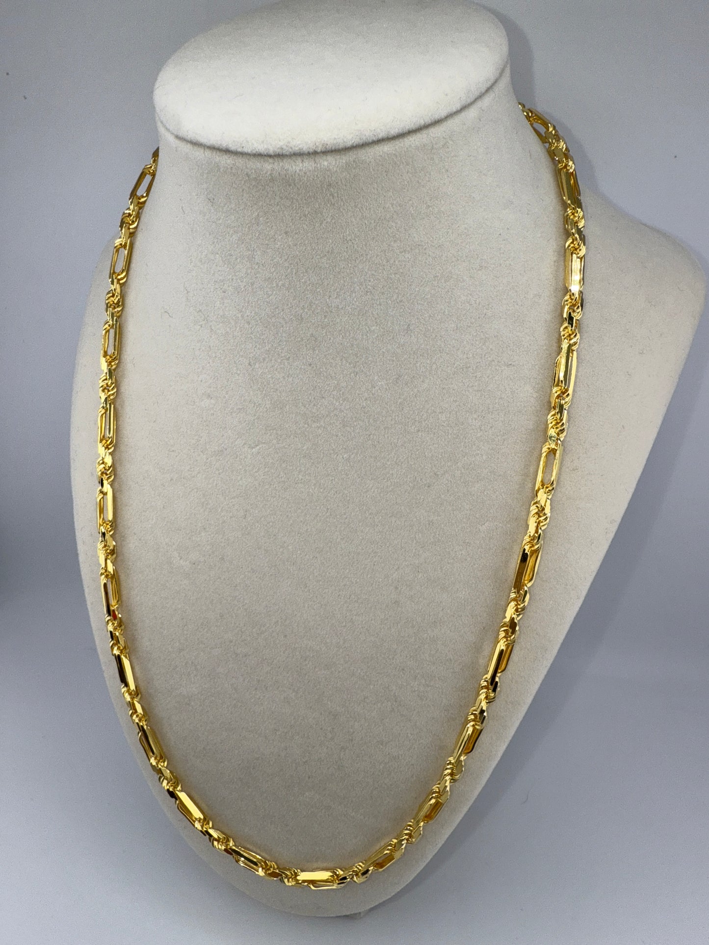Sterling Silver 22inch 4mm Figarope Chain - Gold Plated