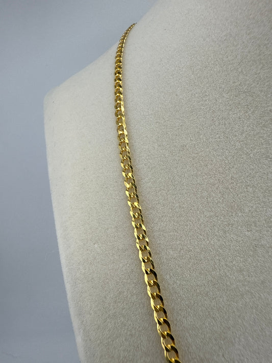 Sterling Silver 20inch 3mm Cuban Chain - Gold Plated