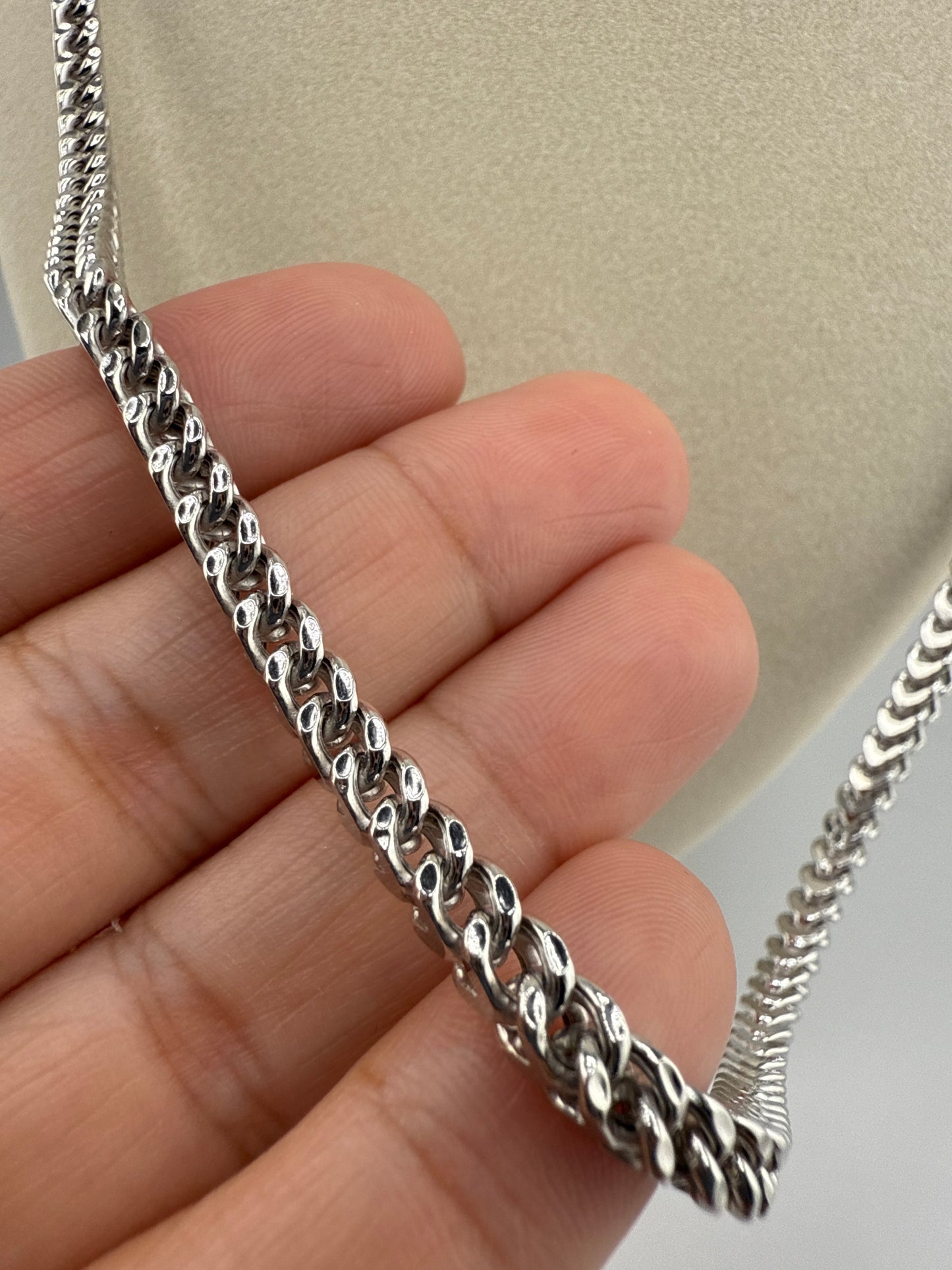 Sterling Silver 24inch 4mm Franco Chain - Rhodium Plated