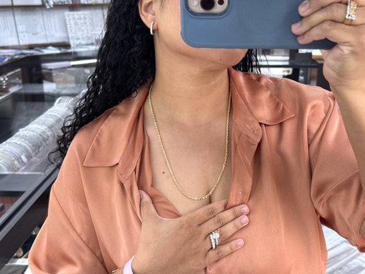 solid rope chain | diamond cut | 14k gold | 2.75 mm width | 24 inches length