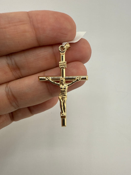 14k Gold Hollow Crucifix Pendant