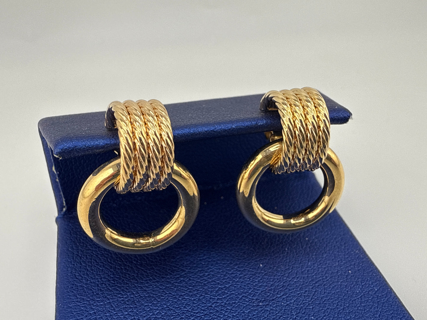 14k Yellow Gold Door Knocker Post Earrings