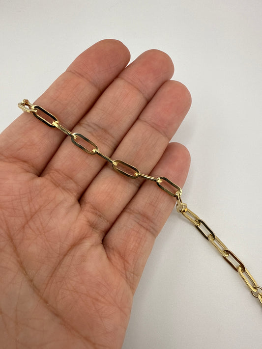 14k Gold Paperclip Link Bracelet | 7 inches
