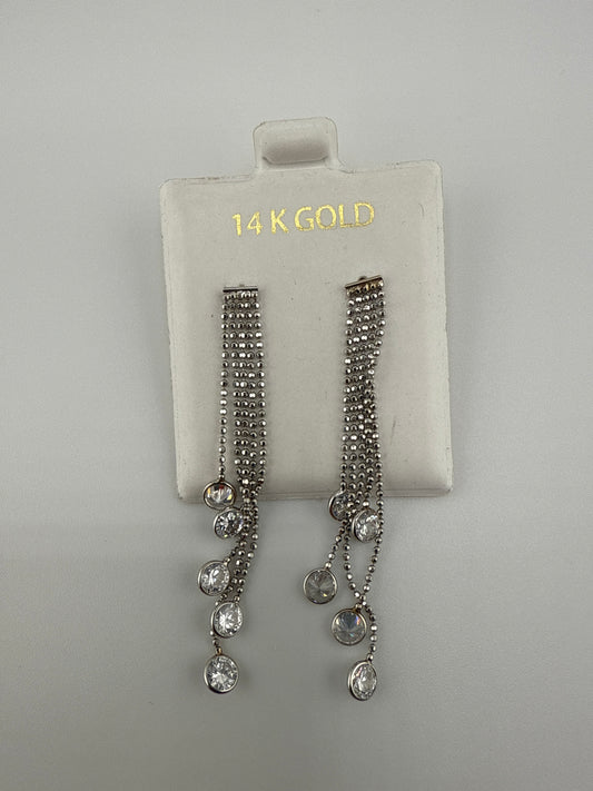 14k gold and zirconia Dangle Posts