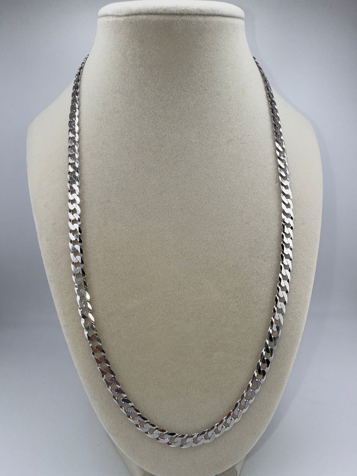 Sterling Silver 22inch 6.25mm Cuban Chain - Rhodium Plated