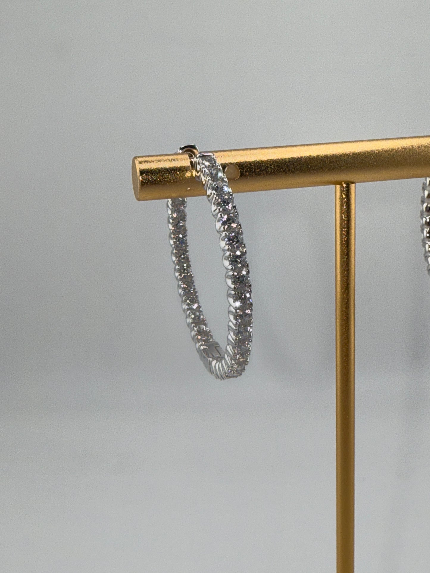 Sterling Silver Hoops with Zirconia Inside-Outside design