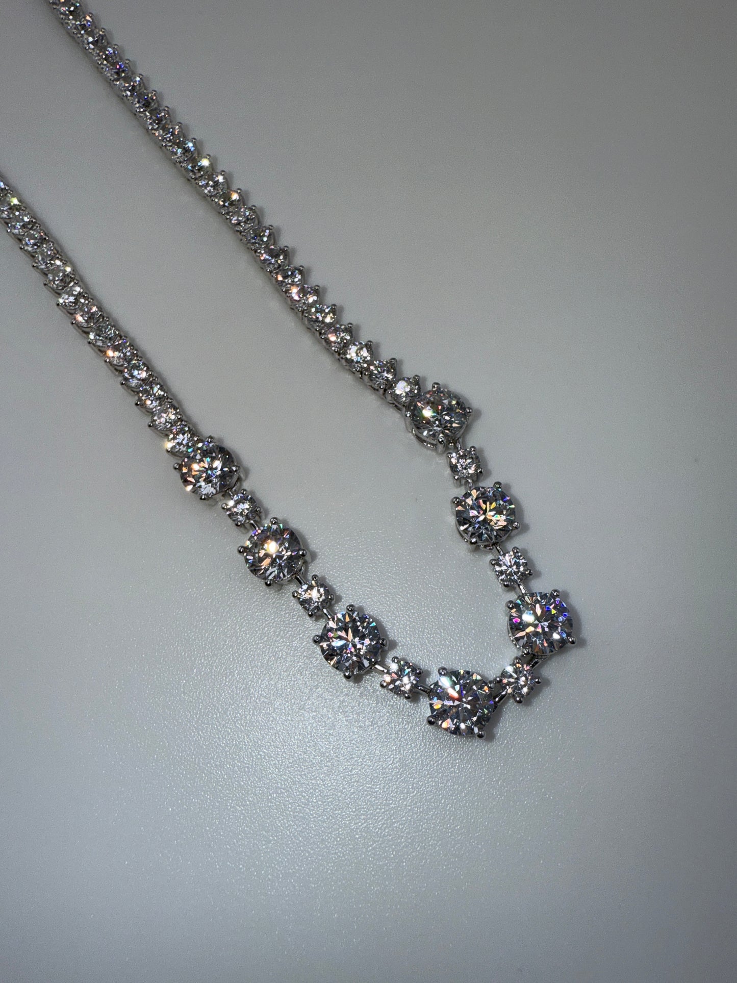 Sterling Silver Heart Zirconia Tennis Necklace