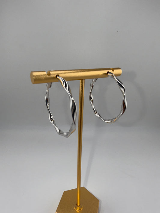Sterling Silver Twisted Hoop Earrings