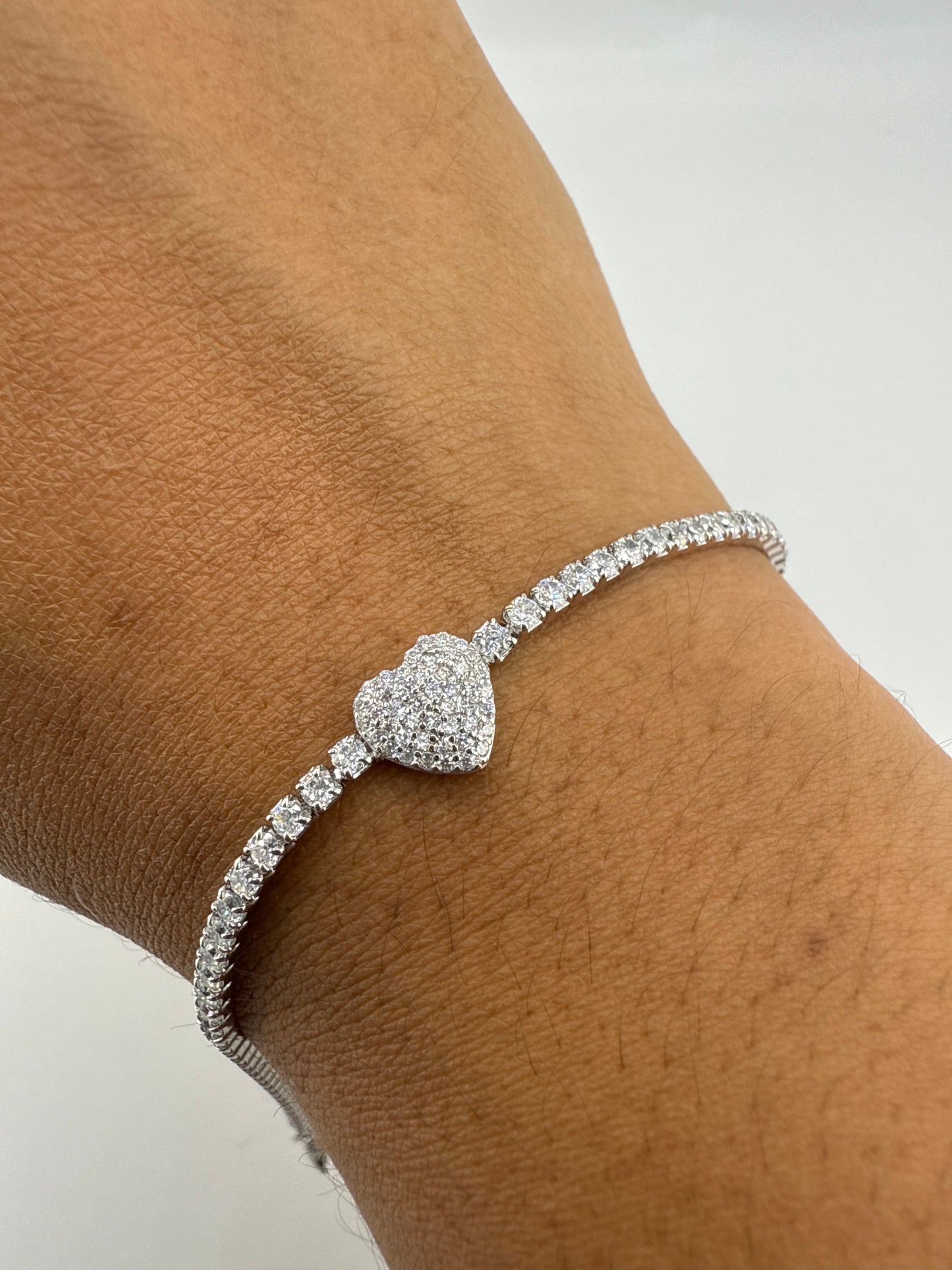 Sterling Silver Zirconia Heart Tennis Bracelet