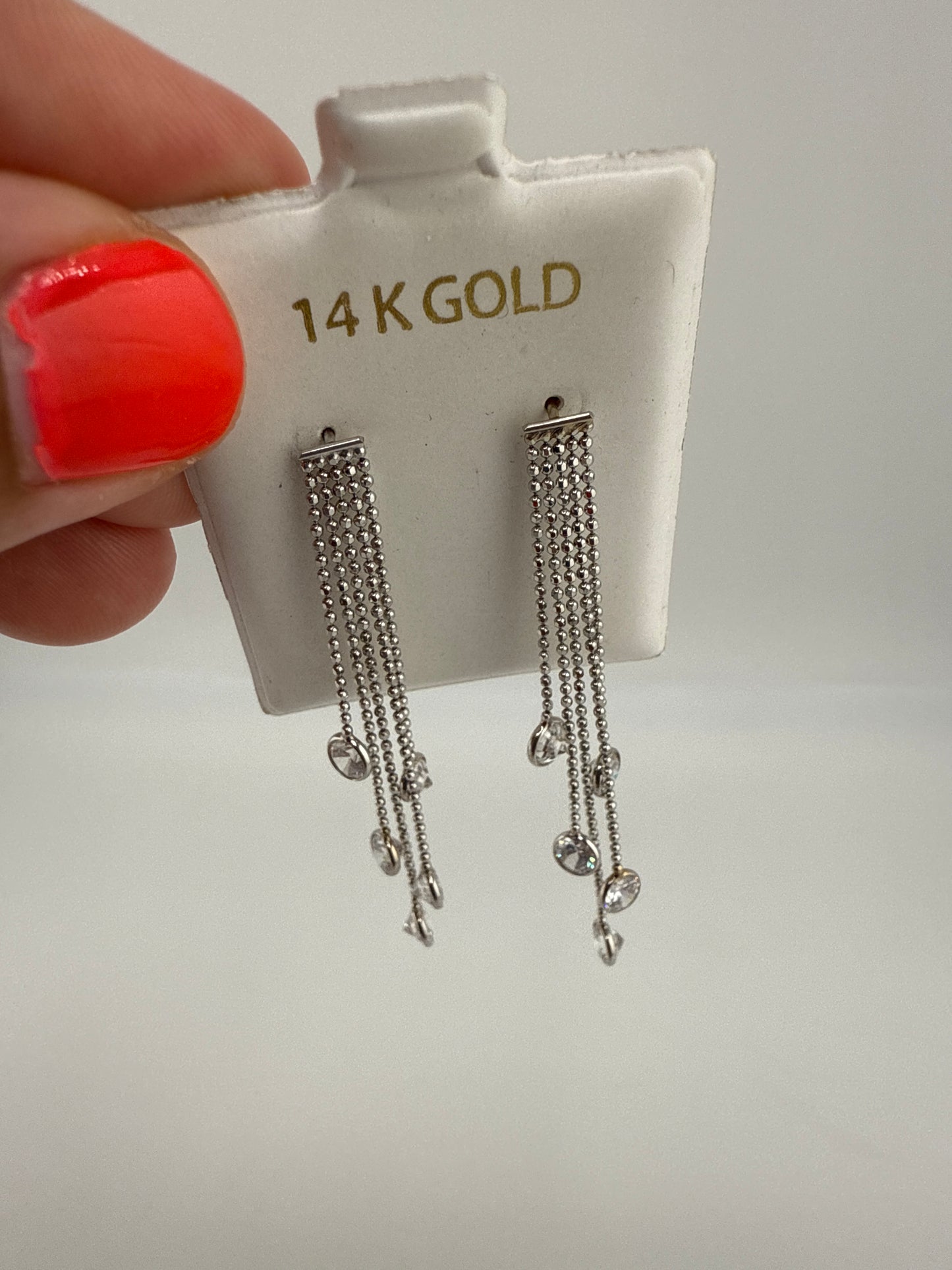 14k gold and zirconia Dangle Posts