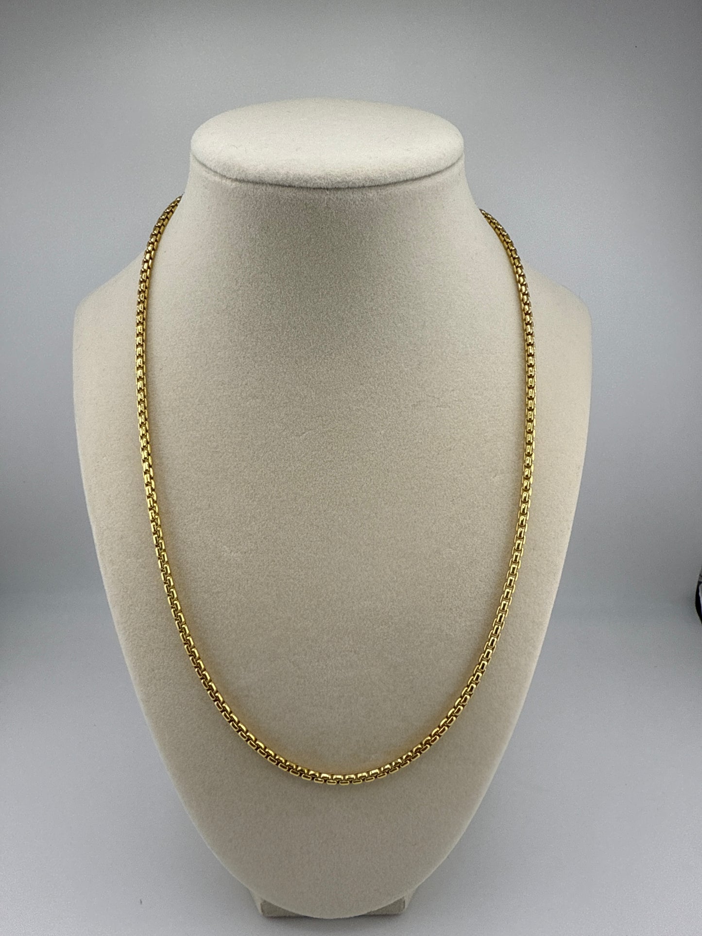 Sterling Silver 3mm Round Box Chain - Gold Plated