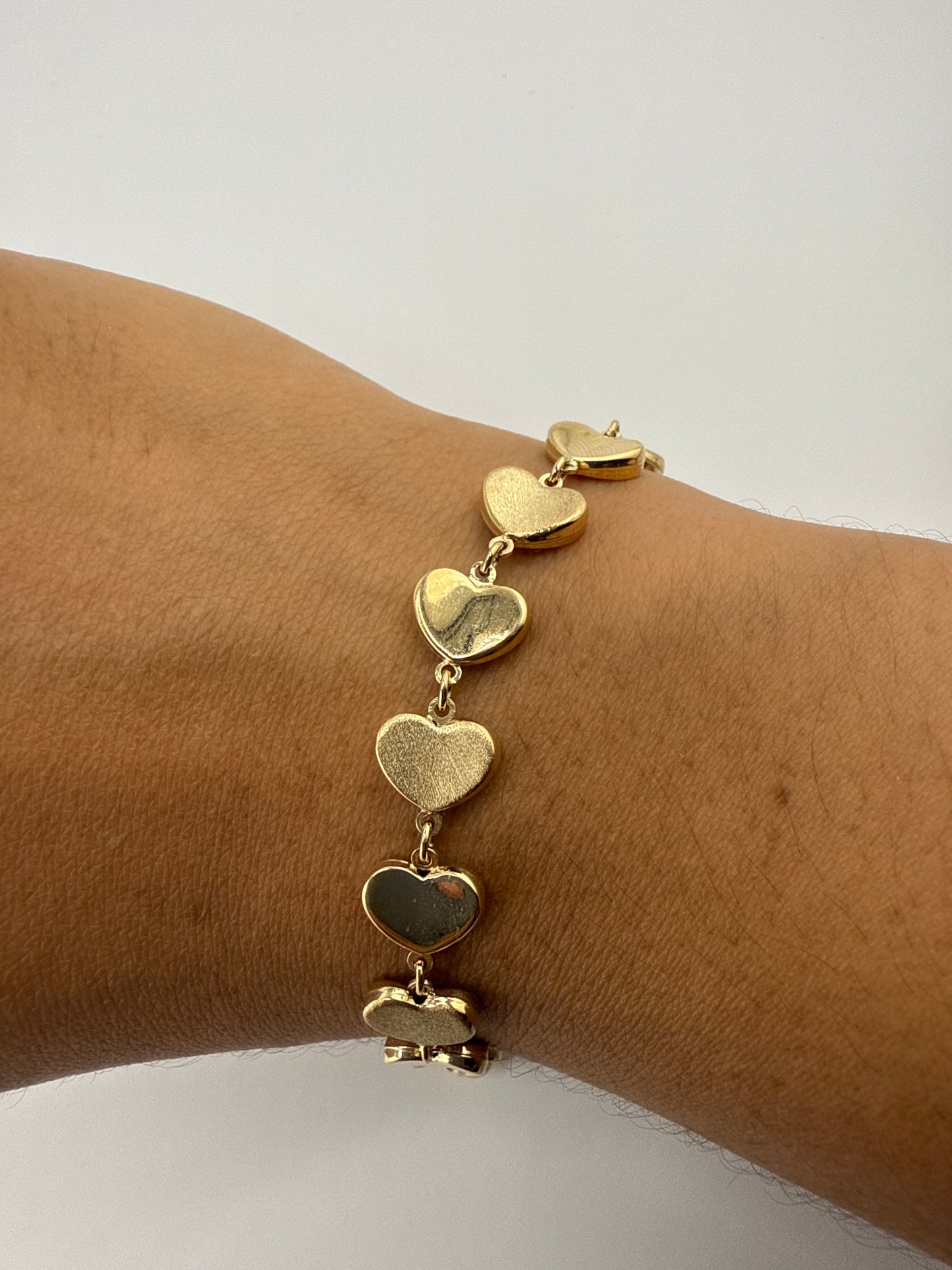 14k Gold Heart Link Bracelet | 7 inches