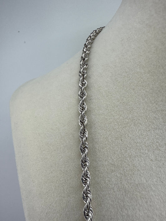 14k White Gold Rope Chain, 24inches