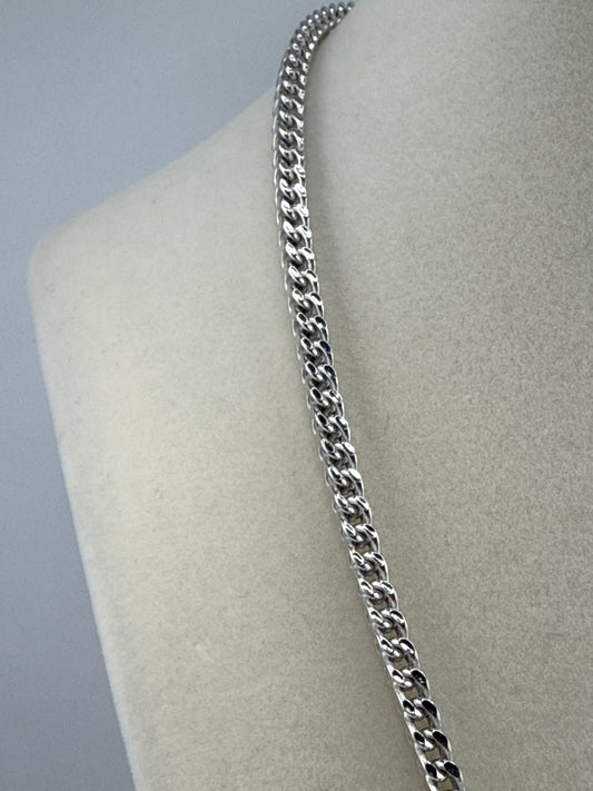 Sterling Silver 18inch 3mm Franco Chain - Rhodium Plated