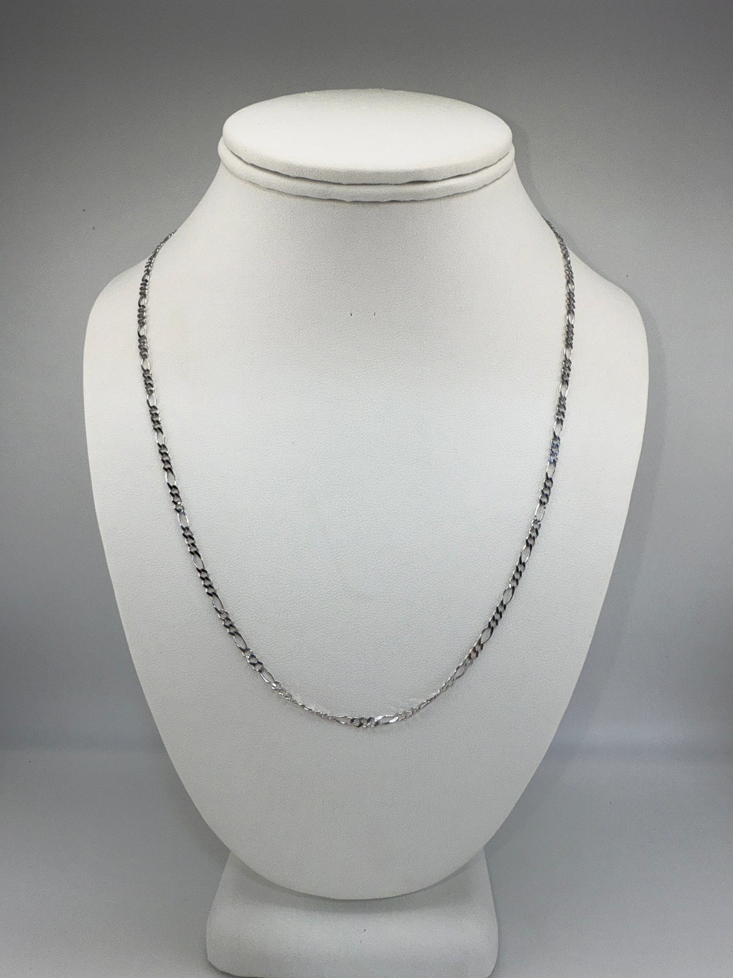 14k white gold Figaro link chain | 20 inches