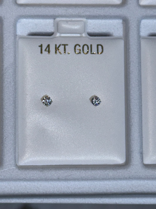 Baby earrings, zirconia, circle stone