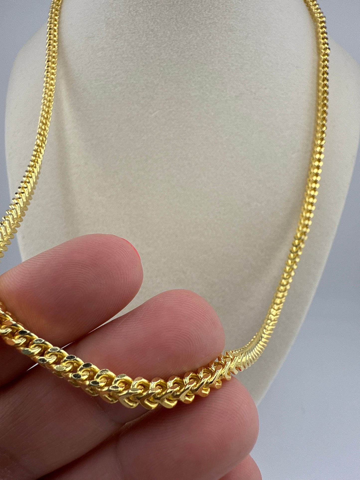 Sterling Silver 22inch 3mm Franco Chain - Gold Plated