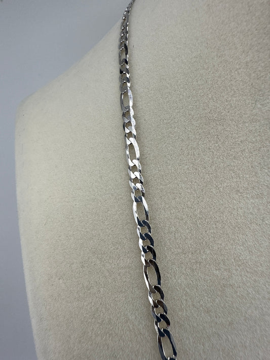 Sterling Silver 20inch 3.3mm Figaro Chain - Rhodium Plated