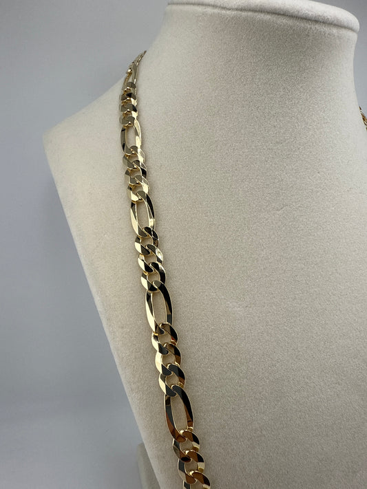Sterling Silver 24inch 7.8mm Figaro Chain - Gold Plated